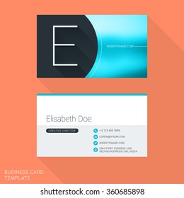 Creative Business Card Template. Letter E. Flat Design Vector Illustration. Stationery Design