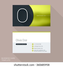 Creative Business Card Template. Letter O. Flat Design Vector Illustration. Stationery Design