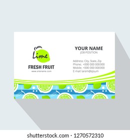 creative business card  template with lime, vector illustration