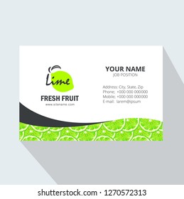 creative business card  template with lime, vector illustration