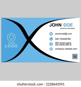 Plantilla de tarjeta de visita creativa, diseño moderno de tarjeta de visita corporativa con color azul y naranja, tarjeta de visita simple
