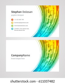 Creative Business Card Template Modern and Clean Corporate Design Style Vector Illustration. Two sides and abstract background colorful.