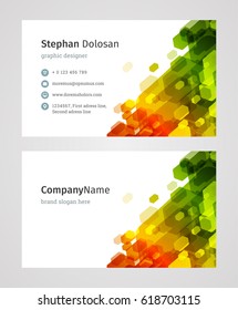 Creative Business Card Template Modern Creative and Clean Corporate Design Style Vector Illustration. Two sides and abstract background colorful.