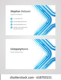 Plantilla de tarjeta de visita creativa Ilustración de vectores de diseño corporativo moderno y limpio. Dos lados y color azul de fondo abstracto.