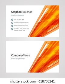 Creative Business Card Template Modern and Clean Corporate Design Style Vector Illustration. Two sides and abstract background yellow color.