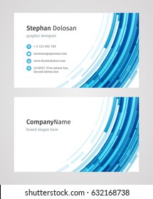 Creative Business Card Template Modern and Clean Corporate Design Style Vector Illustration. Two sides and abstract background blue color.