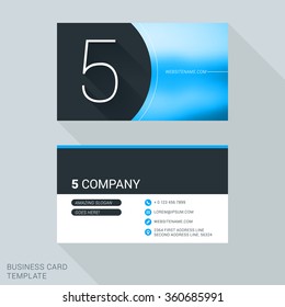 Creative Business Card Template. Number Five. Flat Design Vector Illustration. Stationery Design