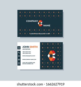 Creative business card template orange color. Flat design, modern cover abstract background
