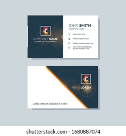 Creative business card template orange color. Flat design, modern cover abstract background