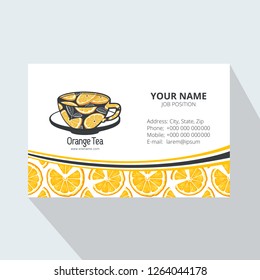 creative business card  template with oranges, vector illustration