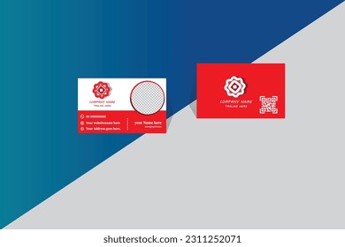 creative business card Template professional card design with image holder Clean gradient color geometric shape.