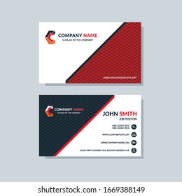 Creative business card template red color. Flat design, modern cover abstract background