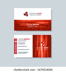 Creative business card template red color. Flat design, modern cover abstract background
