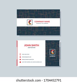 Creative business card template red color. Flat design, modern cover abstract background