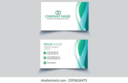 Plantilla de tarjeta de visita creativa, diseño de tarjeta de visita, color verde Identidad de empresa con carta de elemento de logotipo