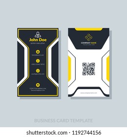 Creative business card template yellow colors. Flat design, vector abstract modern geometric background.