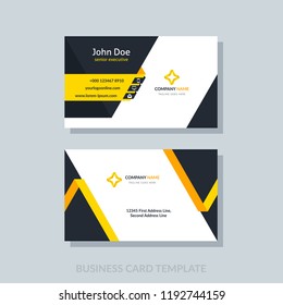 Creative business card template yellow colors. Flat design, vector abstract modern geometric background.