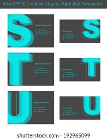 Creative business card templates or communication graphics with alphabet letters 