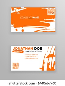 Creative business card templates with minimalistic design. Abstract ink brush strokes. Vector Illustration.