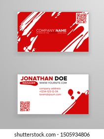 Creative business card templates with minimalistic design. Abstract ink brush strokes. Vector Illustration.