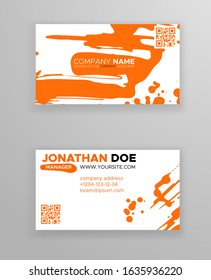 Creative business card templates with minimalistic design. Abstract ink brush strokes. Vector Illustration.