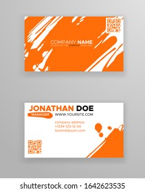 Creative business card templates with minimalistic design. Abstract ink brush strokes. Vector Illustration.