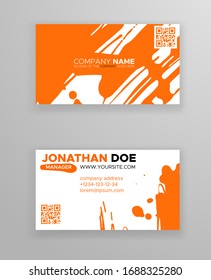 Creative business card templates with minimalistic design. Abstract ink brush strokes. Vector Illustration.
