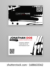 Creative business card templates with minimalistic design. Abstract ink brush strokes. Vector Illustration.