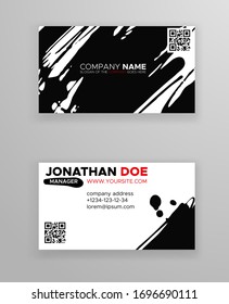 Creative business card templates with minimalistic design. Abstract ink brush strokes. Vector Illustration.