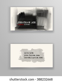 Creative business card templates with minimalistic design. Abstract black ink brush strokes. Vector Illustration.