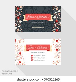 Creative Business Card Vector Template. Flat Design Vector Illustration. Stationery Design