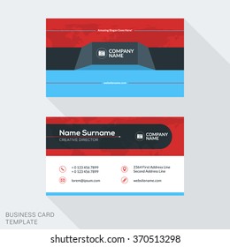 Creative Business Card Vector Template. Flat Design Vector Illustration. Stationery Design
