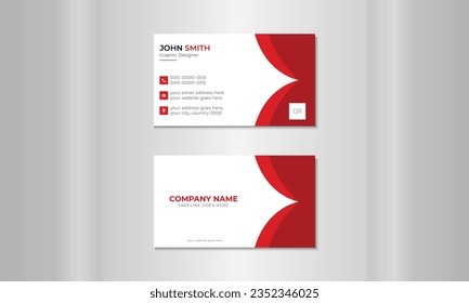 Red contemporary creative business cards and name cards with a horizontal, clear, and tidy vector design are laid out in a rectangular format.