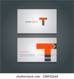 Creative business cards set with abstract letter 'T' design.Can be used as traffic turn icon.