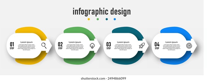 Creative Business concept with 4 steps or options. For content, flowchart, timeline, workflow, marketing, diagram, info chart, web design. vector illustration.