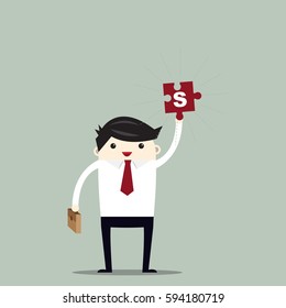 Creative business concept background. Solution and success, strategy and puzzle design, vector illustration