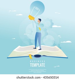 Creative business concept. Businessman holding light bulb