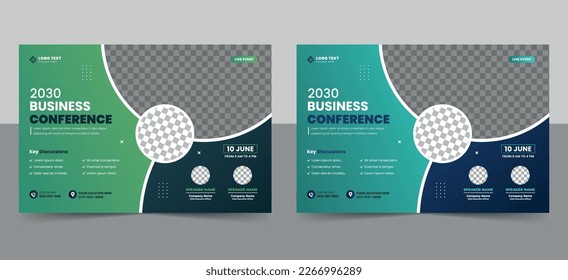 Creative business conference or webinar horizontal flyer template and invitation banner design