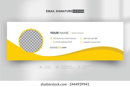 Creative Business Corporate Modern Email Signature Design template. Email signature template design with unique yellow color. business e signature vector design.
