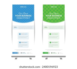 Creative business corporate rack card dl flyer editable template, Creative marketing agency rack card dl flyer editable template, Vector roll up banner with yellow ribbon detailed.