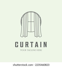 creative business curtains line art logo design minimalist illustration icon