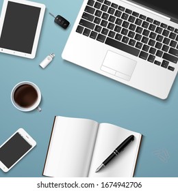 Creative business design workspace mock up with aids