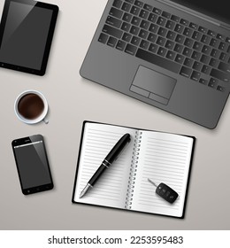 Espacio de trabajo de diseño de negocios creativo que se burla del vector diario