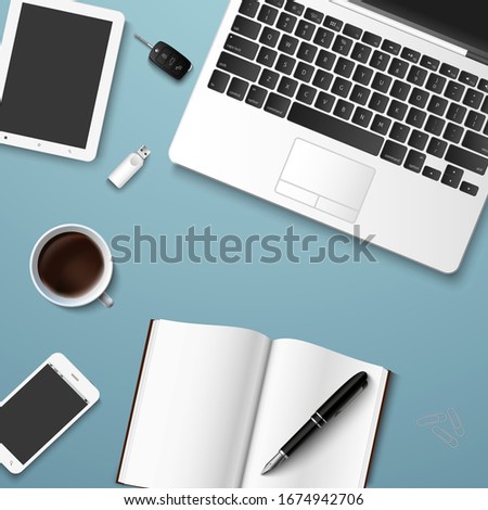 Similar – Image, Stock Photo Desktop office mix on a wooden table