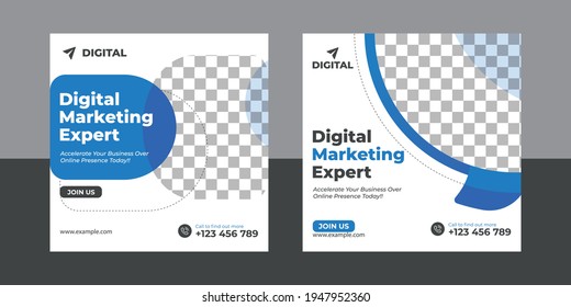 Creative business digital marketing post banner template, advertising design, modern social media square banner, Instagram post layout design