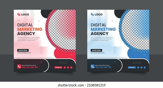 Creative business digital marketing post banner template, advertising design, modern social media square banner, Instagram post layout design