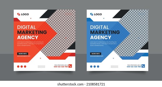 Creative Business Digital Marketing Post Banner Template, Advertising Design, Modern Social Media Square Banner, Instagram Post Layout Design