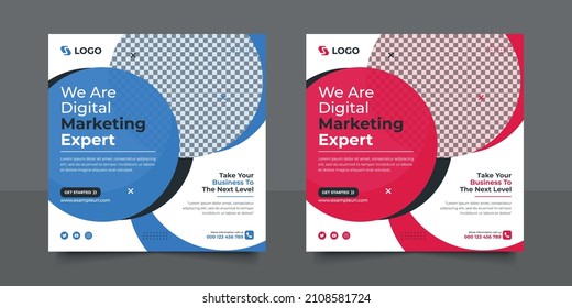 Creative business digital marketing post banner template, advertising design, modern social media square banner, Instagram post layout design