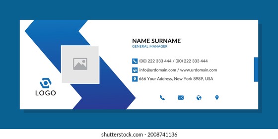 creative business email signature with an author photo place | Modern horizontal layout