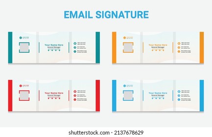 creative business email signature for a corporate company with 4 colors variation. abstract layout email signature or email footer.